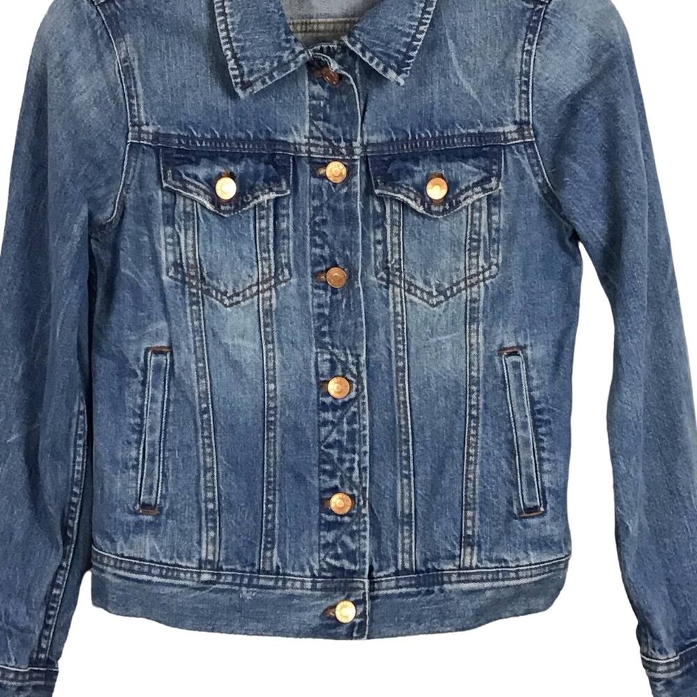 J CREW Classic Jean Denim Jacket Boyfriend Trucker XS Y2K Patriot Blue Wash - Picture 4 of 9